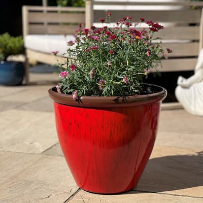 40cm Running Glaze Planter - Red