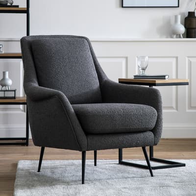 Bracknell Linen Armchair, Dark Grey