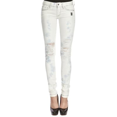 Grey/White Ripped Skinny Jeans
