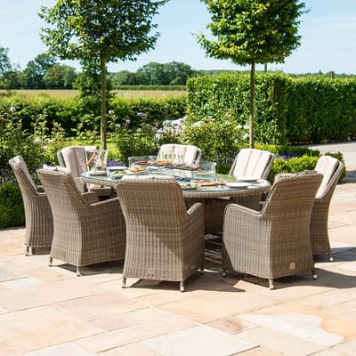 SAVE £670 - Winchester 8 Seat Oval Fire Pit Dining Set with Venice Chairs