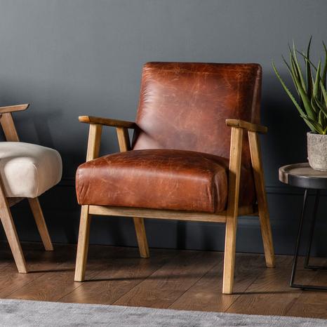 Fowey Vintage Brown Leather Armchair