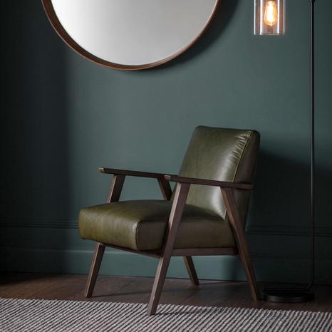 Fowey Heritage Armchair, Green Leather