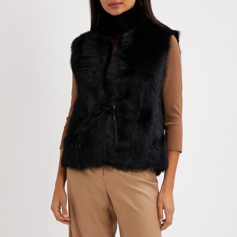 Black Short Reversible Shearling Gilet