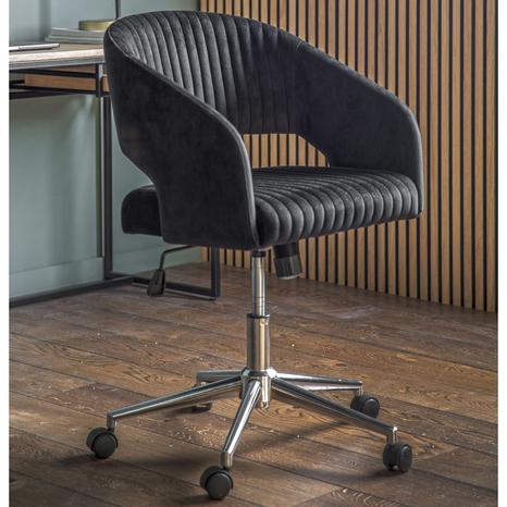 Filsham Swivel Chair, Black Velvet