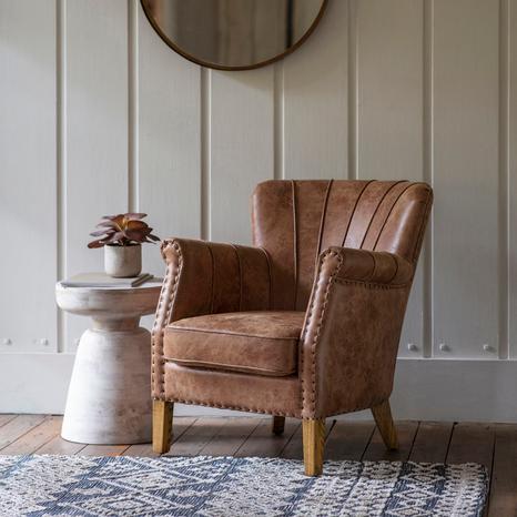 Brinkdale Armchair, Brown Leather