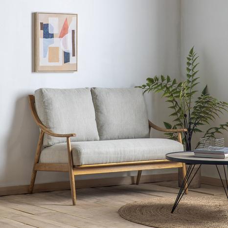 Austell Linen 2 Seater Sofa, Dark Natural