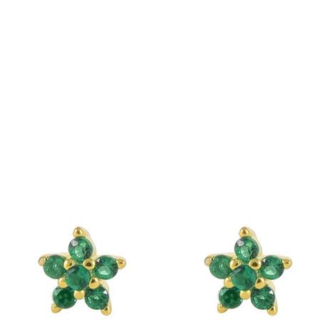 Gold/Green Flower Earrings