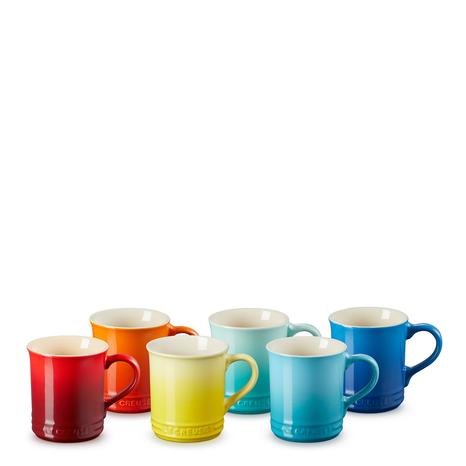Set of 6 Rainbow Mugs, 400ml