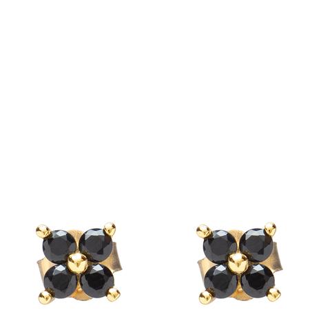 Black & Gold Daisy Stud Earrings