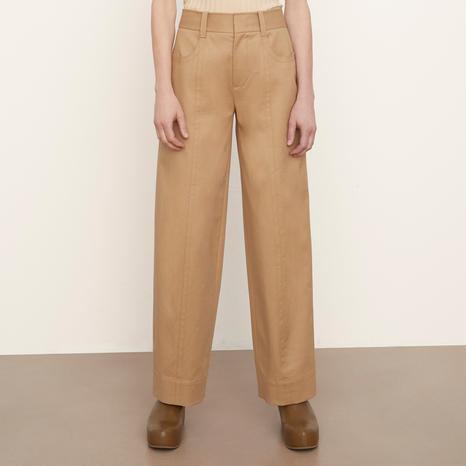 Tan Wide Leg Cotton Trouser