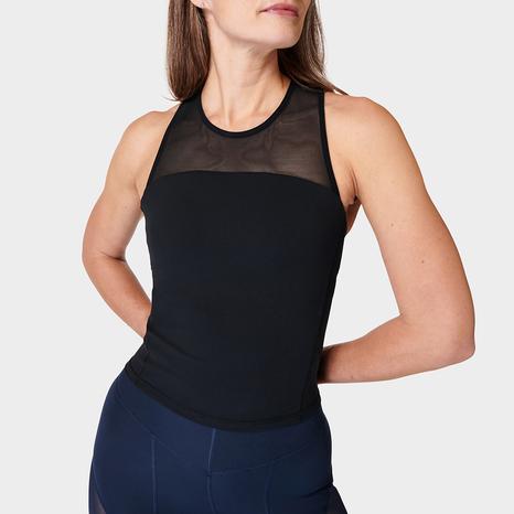 Power Illusion Workout Bra Tank - Black