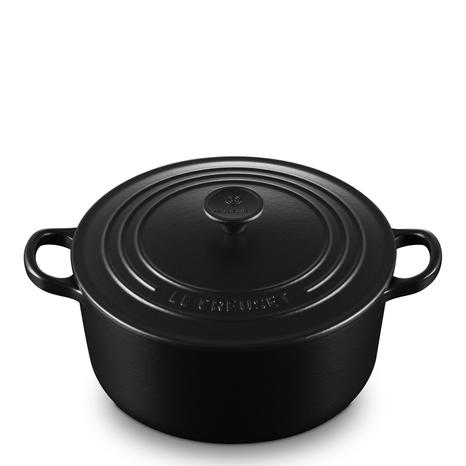Satin Black Round Casserole Dish, 22cm
