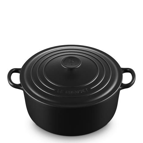 Satin Black Round Casserole Dish, 26cm