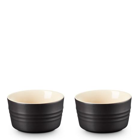 Set of 2 Satin Black Ramekins, 200ml