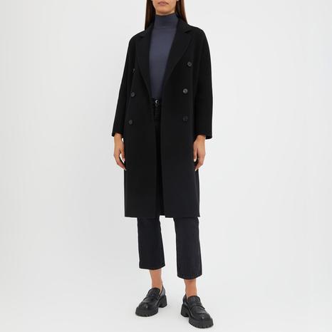 Black Cashmere Blend Button Coat