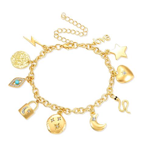 18K Gold Multi Charm Bracelet
