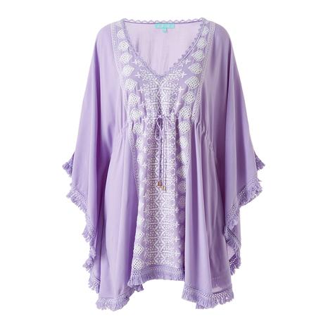 Isabelle Kaftan Lavender & White