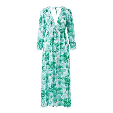 Green Farrah Palm Kaftan