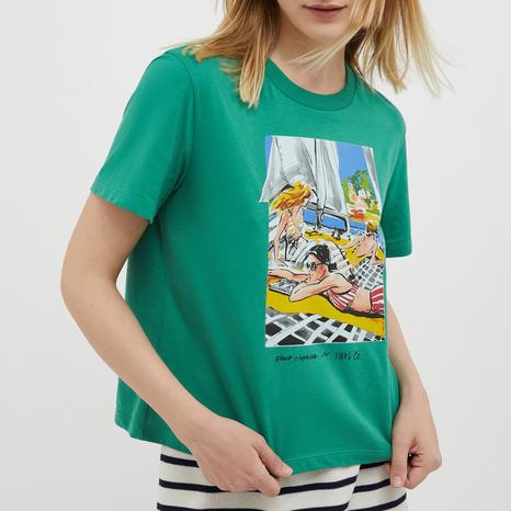 Blue Crayon Cotton Graphic T-Shirt