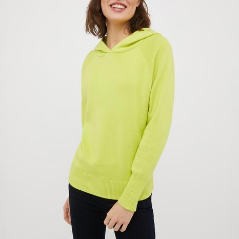 Lime Cashmere Blend Knit Hoodie