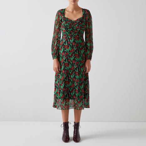 Green and Red Flare Dress