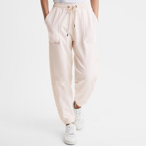 Cream Maja Woven Cotton Blend Joggers