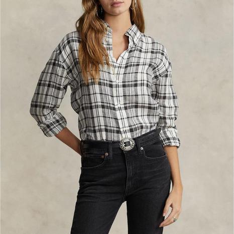 White Check Linen Shirt