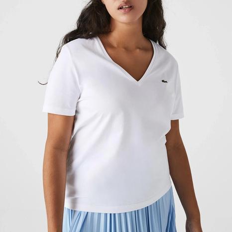 White V-Neck Cotton T-Shirt