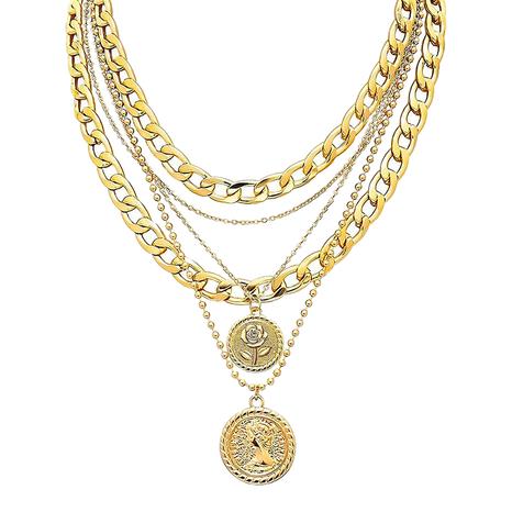 18K Gold Multi Layer Modern Necklace