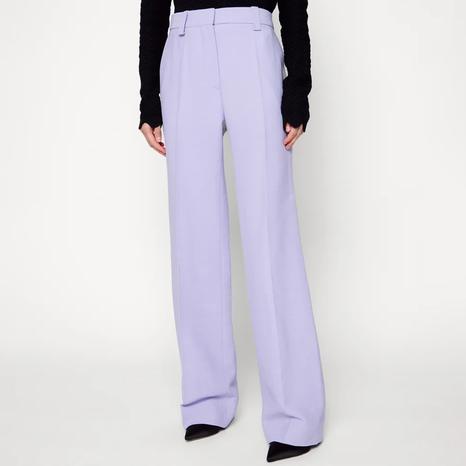 Lilac Wide Leg Wool Blend Trousers