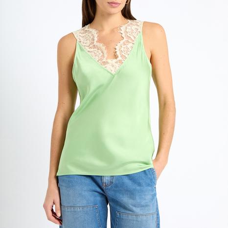 Lime Lace Trim Slinky Cami