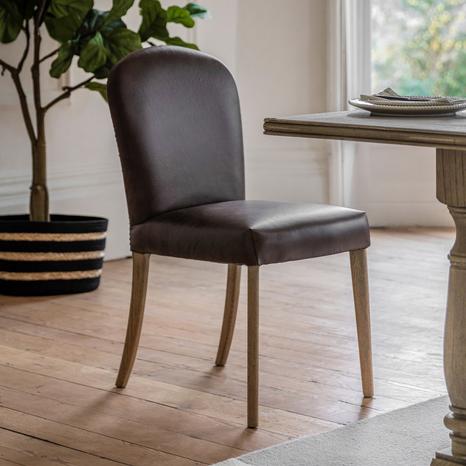 Set of 2 Larin Dining Chair, Brown Leather