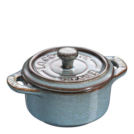 Ancient Turquoise Ceramic Mini Cocotte, 10cm