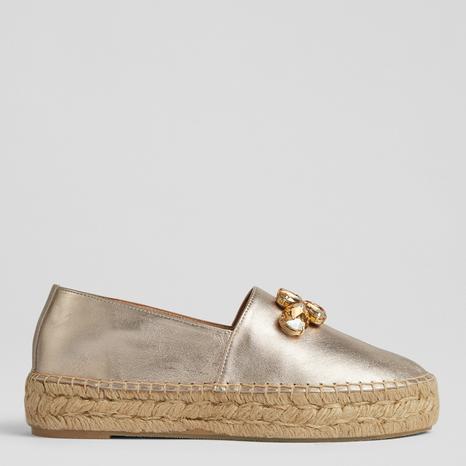 Gold Leather Talisa Espadrilles