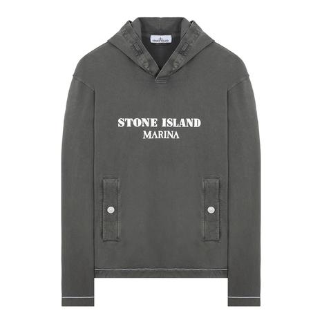 Charcoal 'MARINA' Garment Dyed Jersey Cotton Hoodie