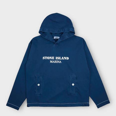 Dark Blue 'MARINA' Garment Dyed Jersey Cotton Hoodie