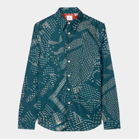 Teal Tailored Fit Cotton Shirt