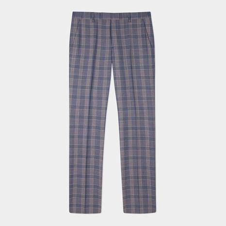Blue Check Wool Trousers