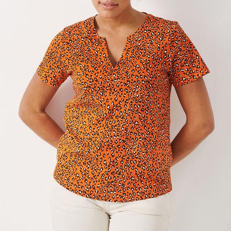 Orange Gesinas V-Neck Cotton Blouse