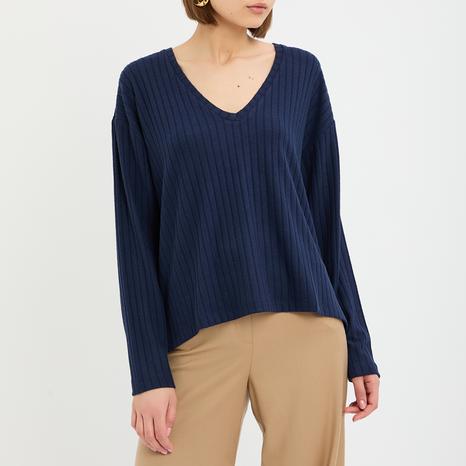 Navy Cara Oversized Ribbed Jumper