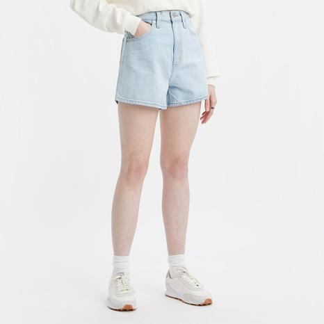 Light Blue High Waisted Mom Shorts