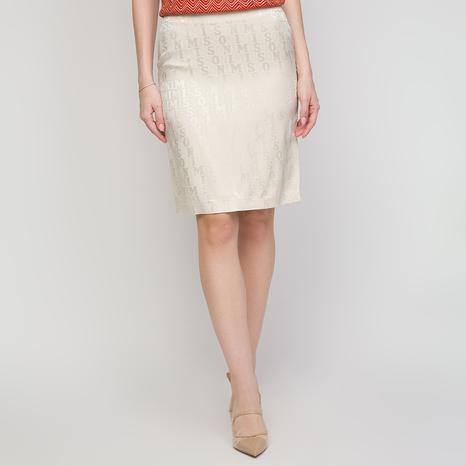 Cream Printed Zip Skirt