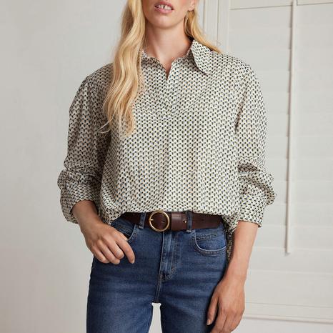Green Geo Liberty Cotton Relaxed Shirt