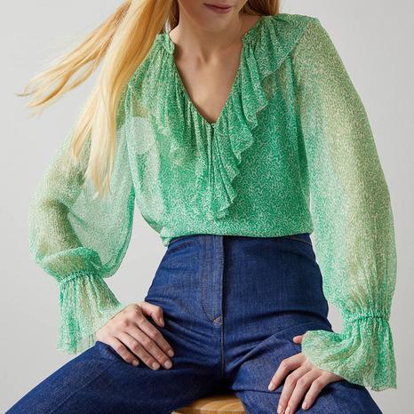 Green Annie V-Neck Blouse