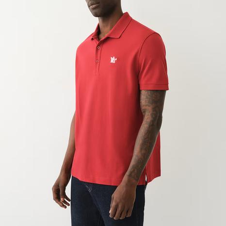 Red Buddha Patch Logo Cotton Polo Shirt