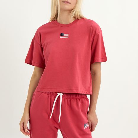 Pink Flag Logo Cotton T-Shirt