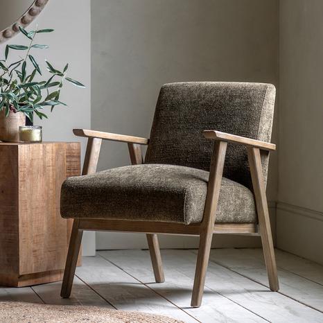 Fowey Armchair, Green Fabric
