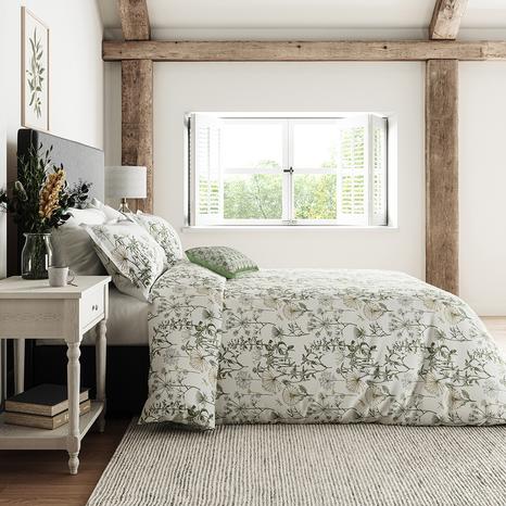 Wild Angelica Double Duvet Cover Set, Silver & Spring Leaf