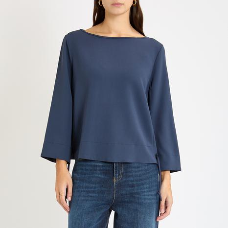 Blue Wide Sleeve Top