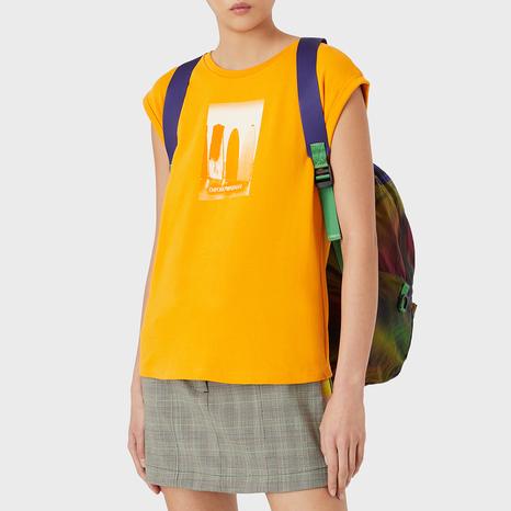 Orange Graphic Cotton T-Shirt